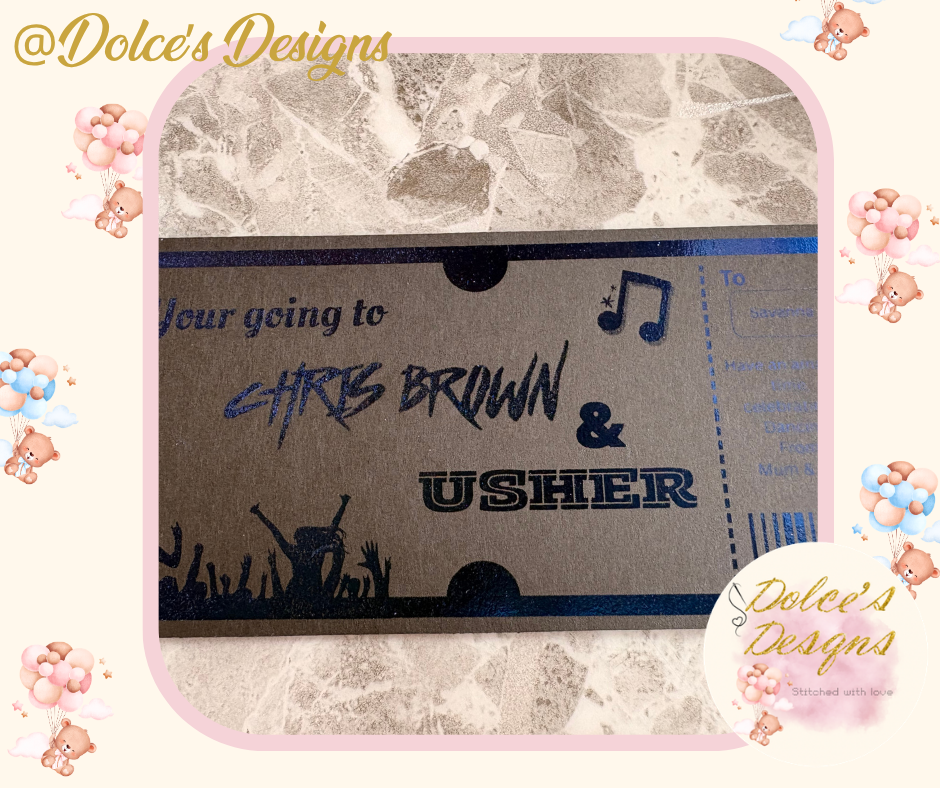 Personalised Concert Ticket Keepsake | Custom Foil Ticket with Envelope | Music Gift Idea | Surprise Reveal Gift UK