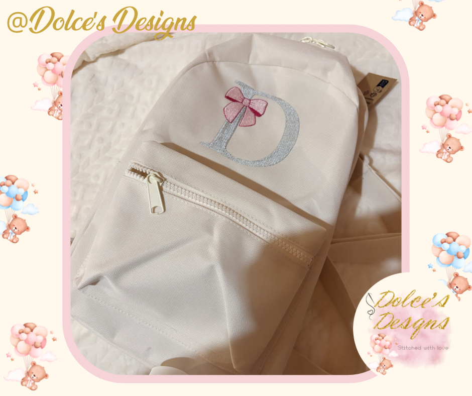 🎀 Personalised Initial Rucksack with Bow Design