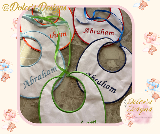 Personalised Baby Bib Set of 5 | Round Edge Bibs | Custom Name Embroidery | Choose Colour Set | Baby Gift Set UK
