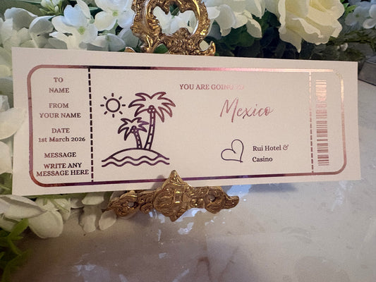 Personalised Holiday Foil Ticket – Palm Tree Design 🌴✈️