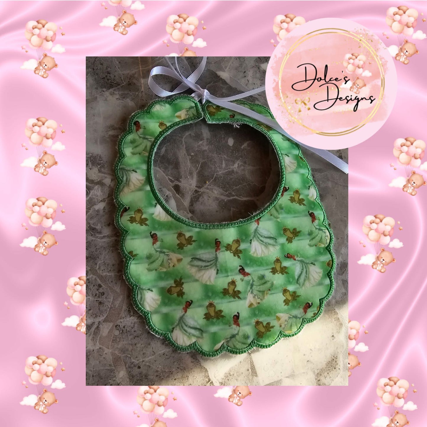 Princess & The Frog Handmade bib