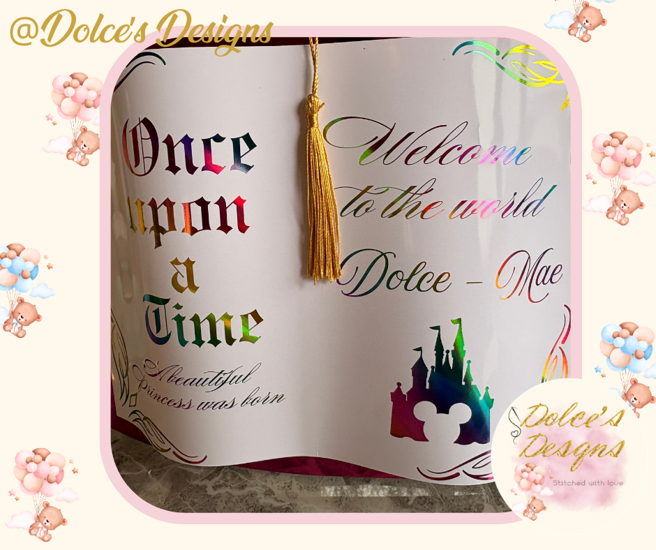 Princess Castle Birth Announcement Photo Prop Book | Personalised Baby Name | Foil Finish Keepsake | Newborn Announcement UK