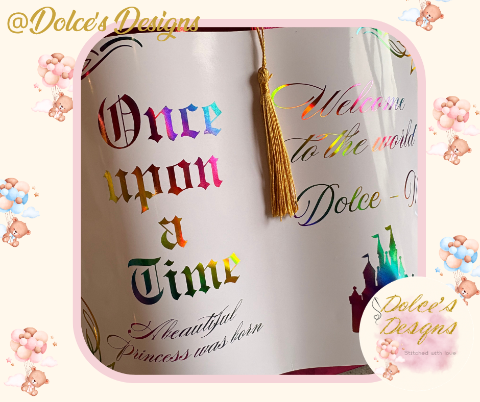 Princess Castle Birth Announcement Photo Prop Book | Personalised Baby Name | Foil Finish Keepsake | Newborn Announcement UK