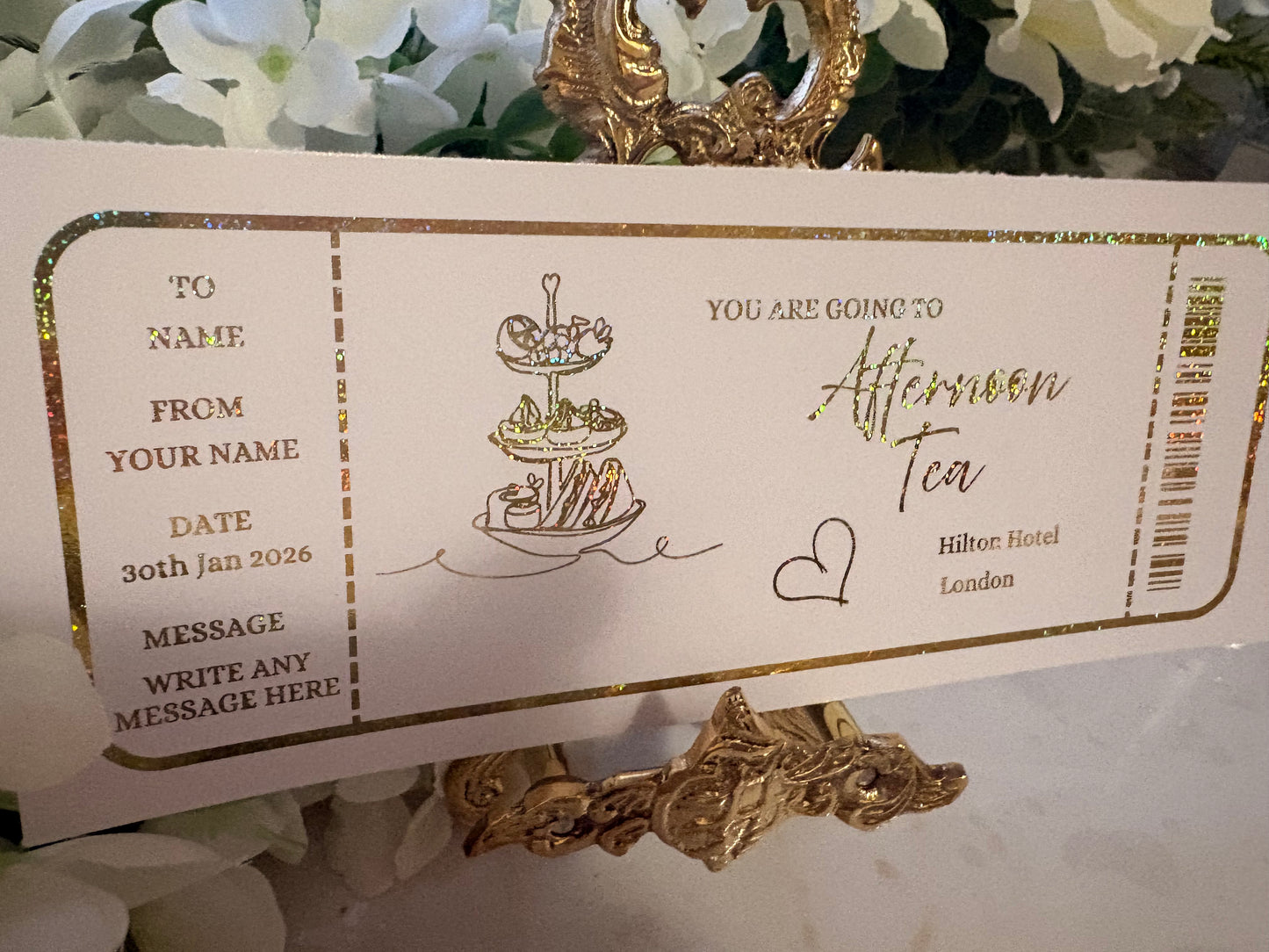 Personalised Afternoon Tea Foil Ticket 🫖✨