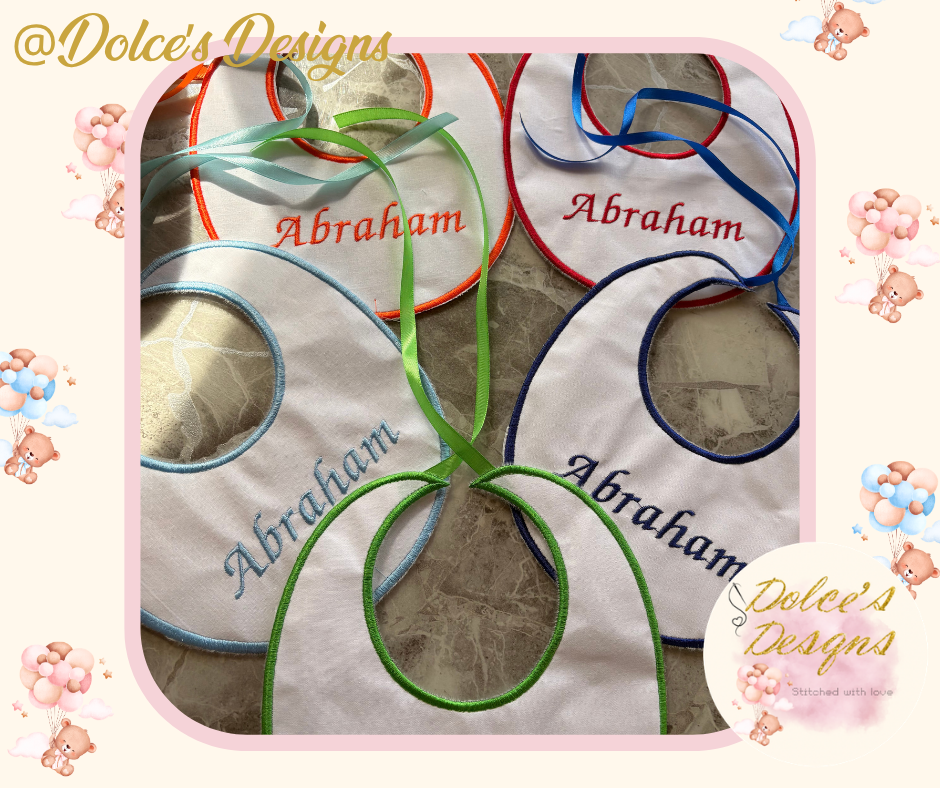 Personalised Baby Bib Set of 5 | Round Edge Bibs | Custom Name Embroidery | Choose Colour Set | Baby Gift Set UK