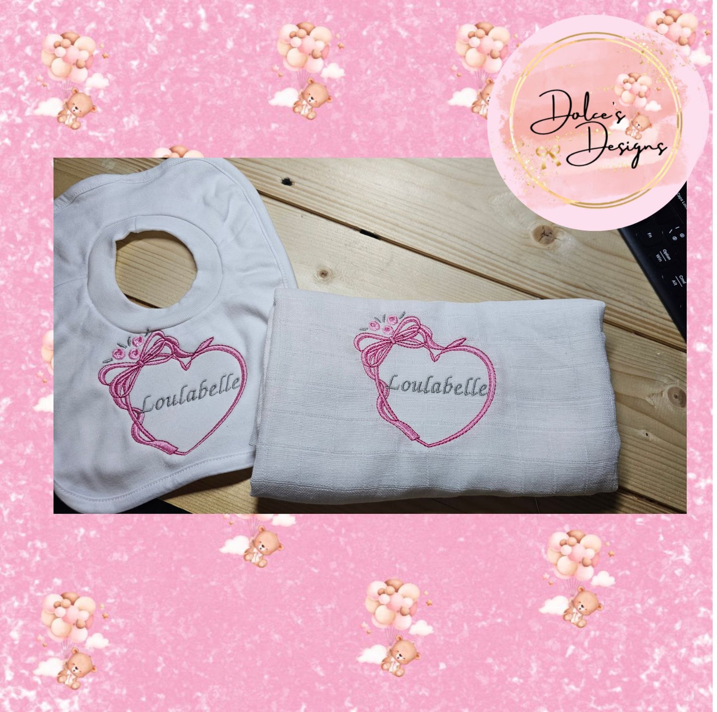Muslin & Bib Heart Set
