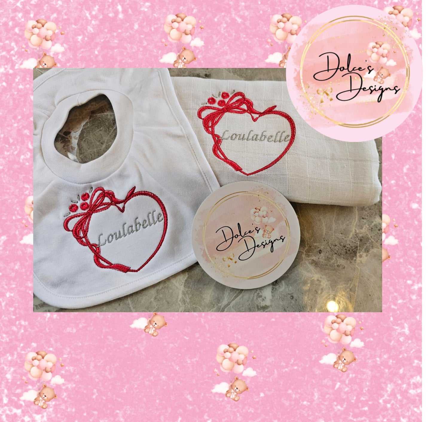 Muslin & Bib Heart Set