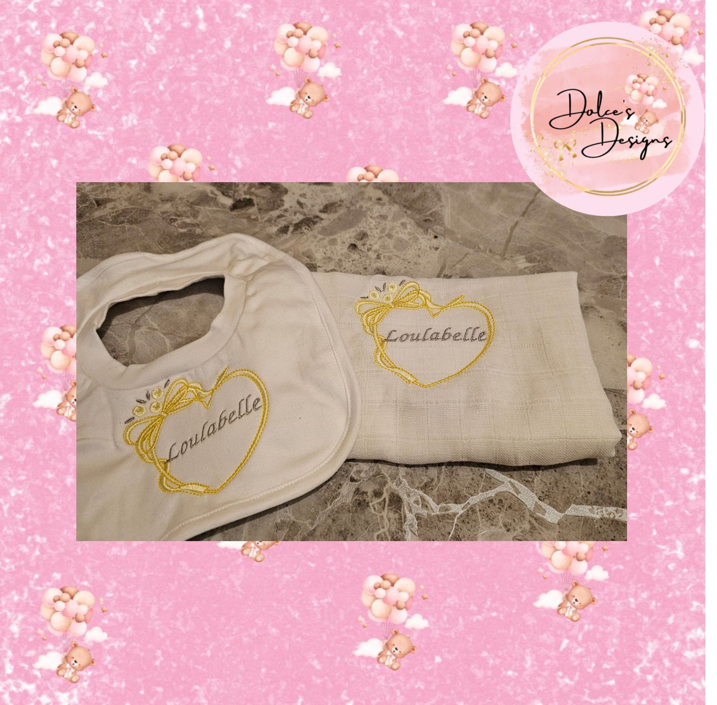 Muslin & Bib Heart Set