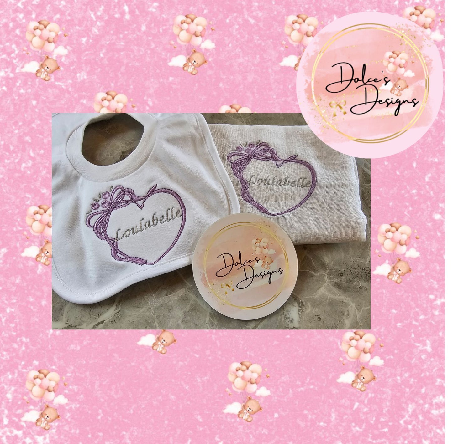 Muslin & Bib Heart Set