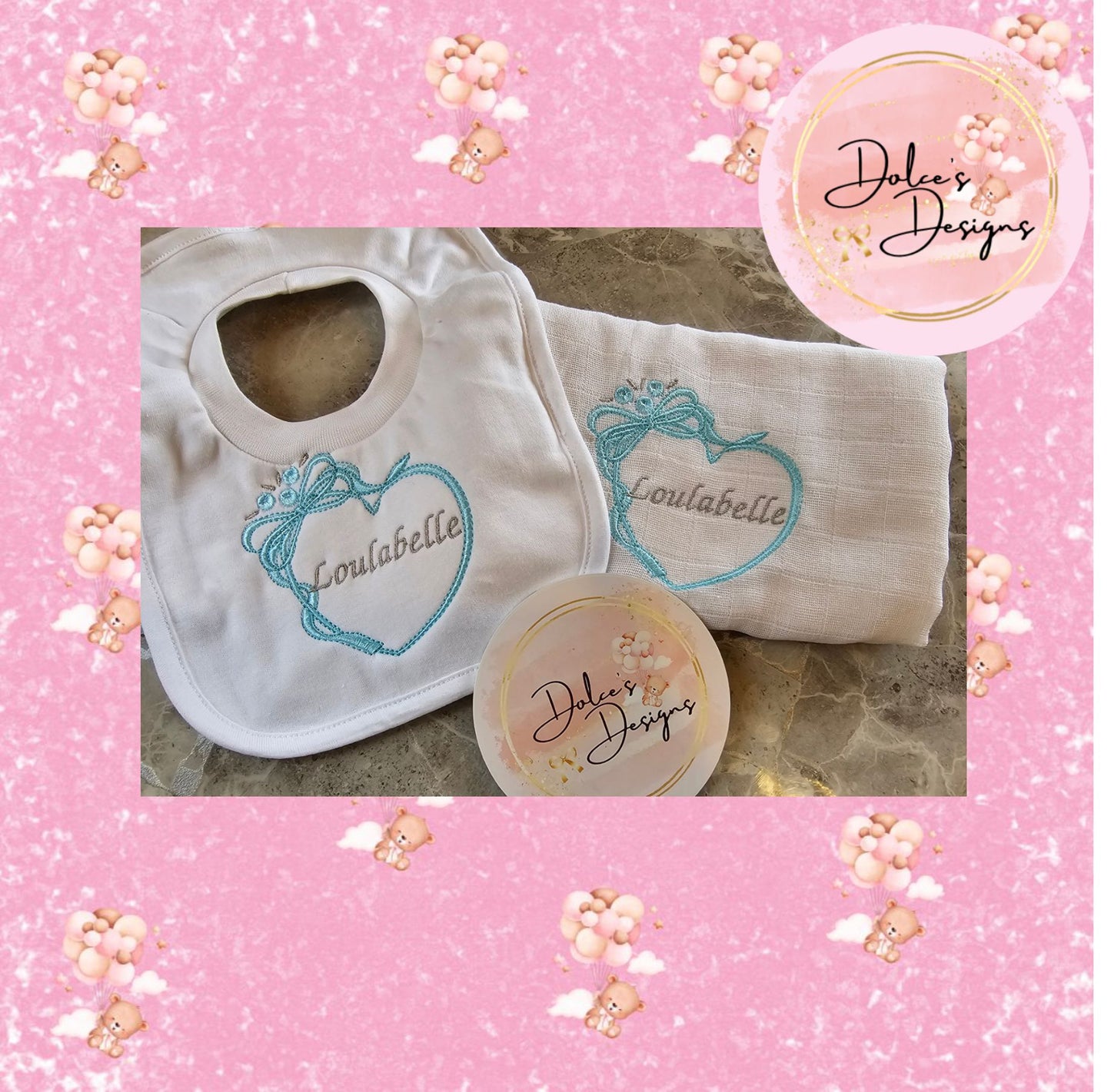 Muslin & Bib Heart Set