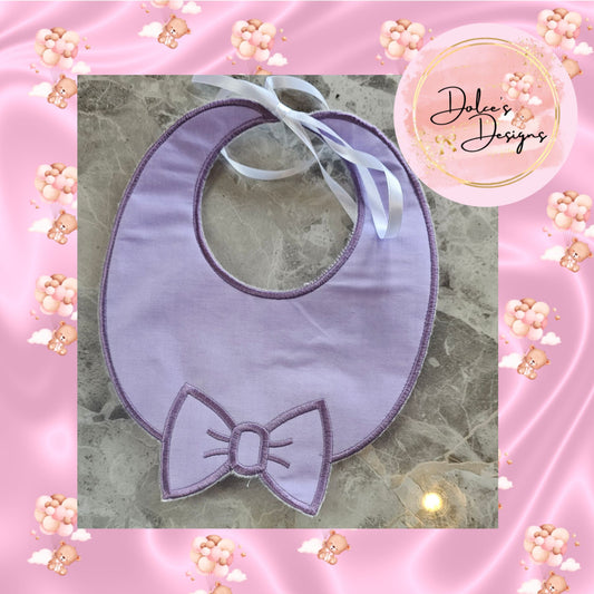 Purple Bow Handmade Bib  IN STOCK/ READY TO POST