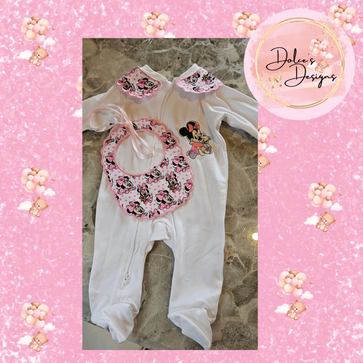 Baby Minnie Babygrow & Bib