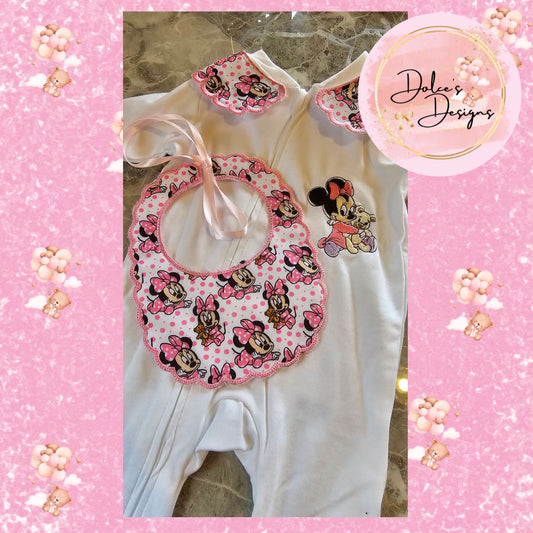 Baby Minnie Babygrow & Bib
