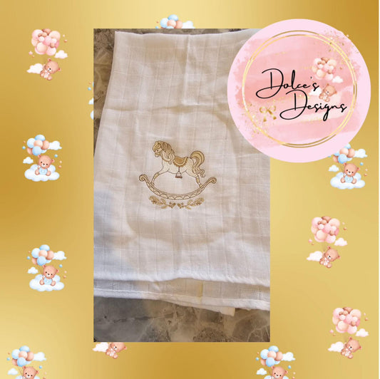 Gold Rocking Horse Muslin  IN STOCK/READY TO POST