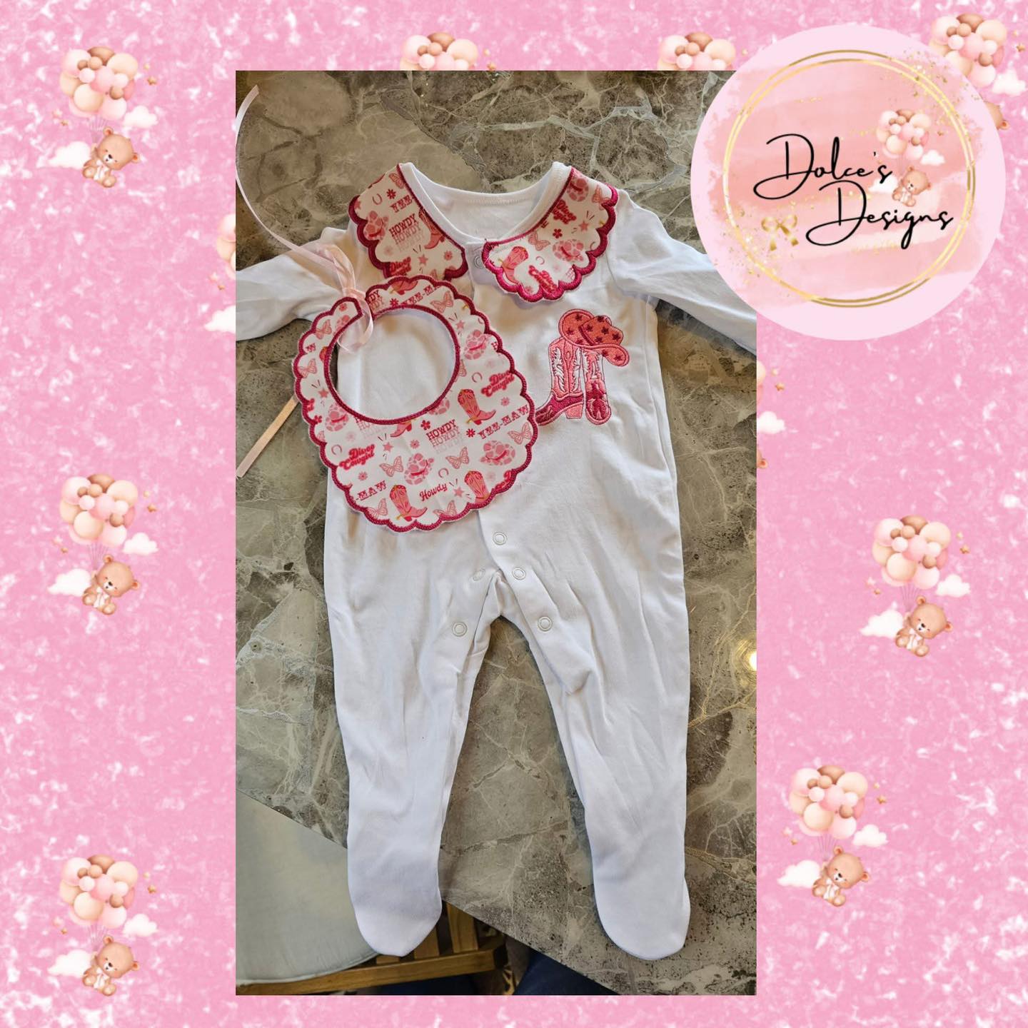 Cowgirl Babygrow & Bib Set