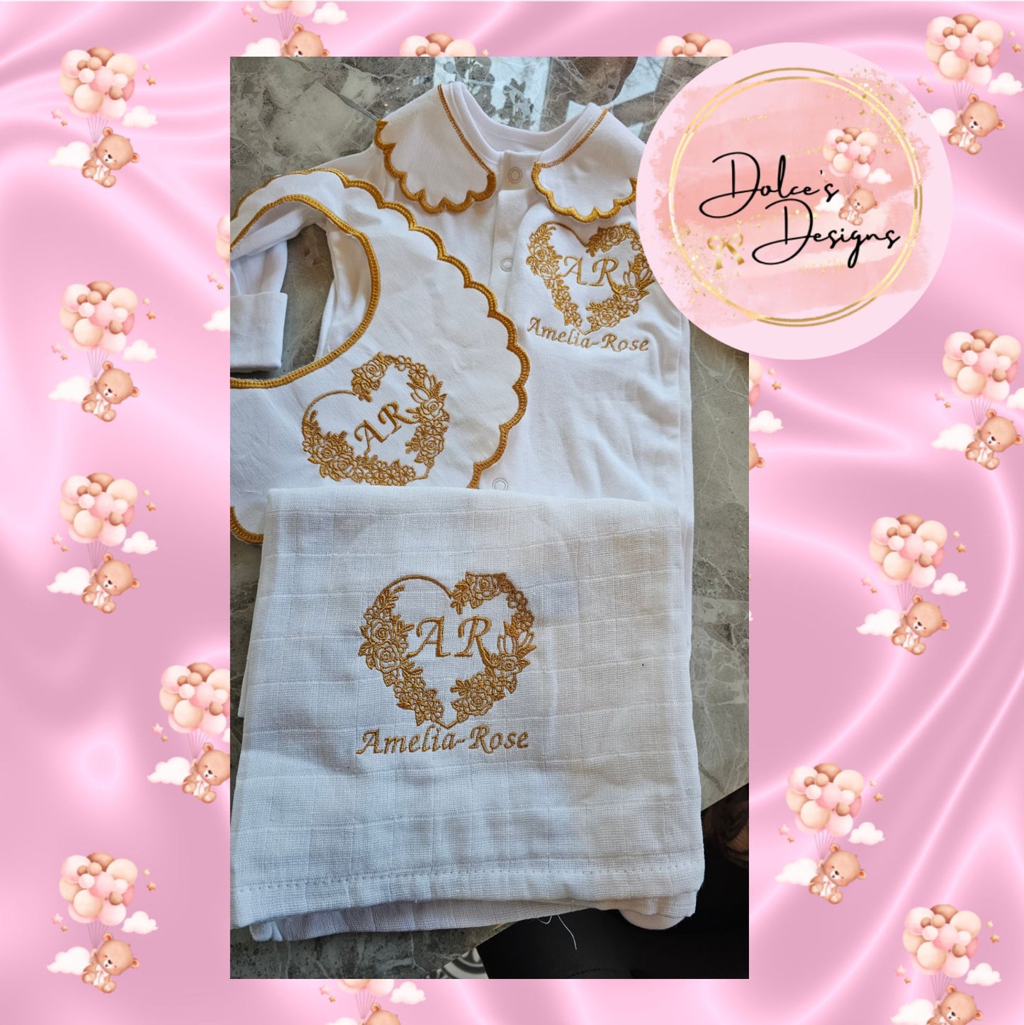 Flowered Initial 3pc Set