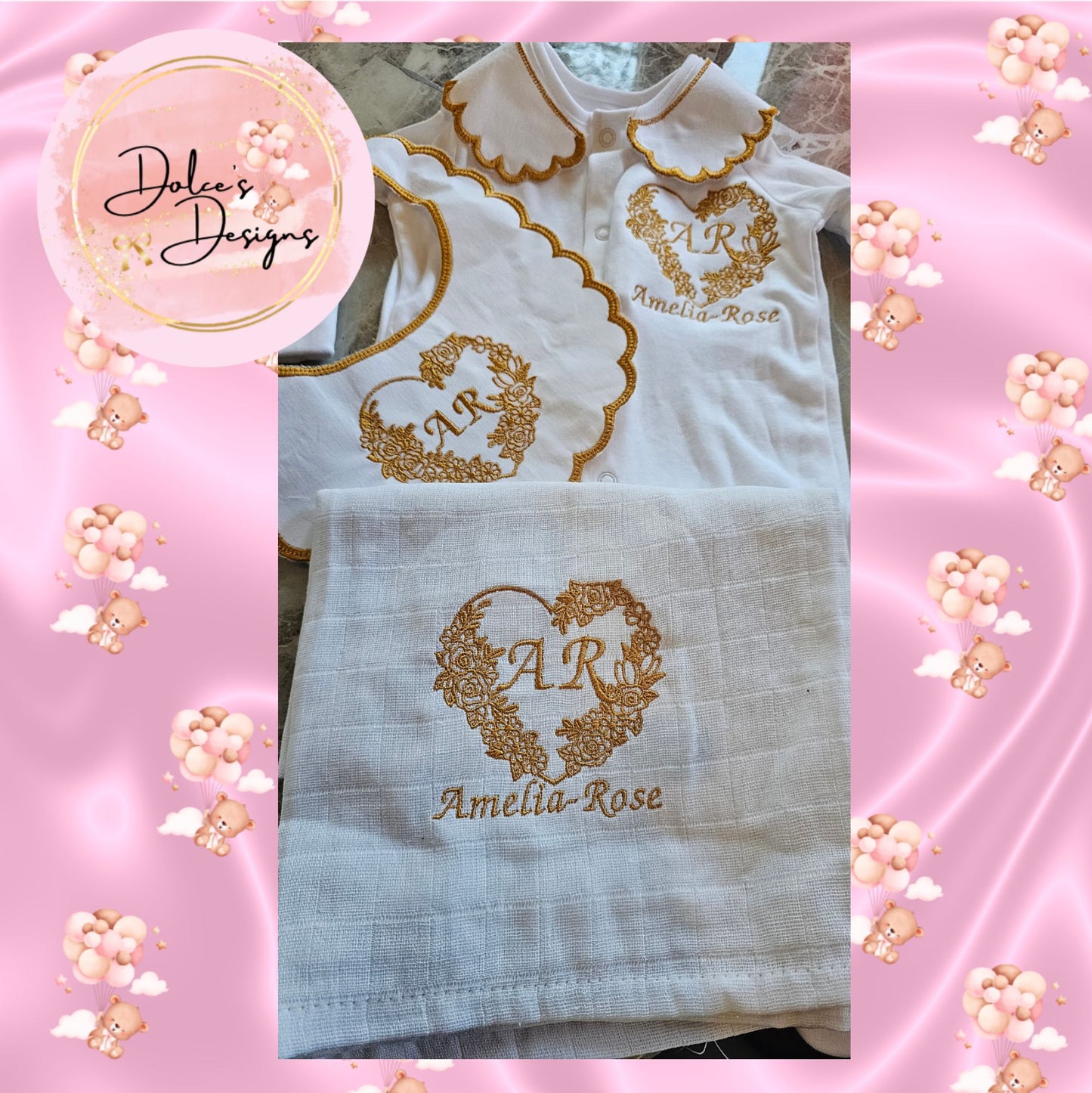 Flowered Initial 3pc Set