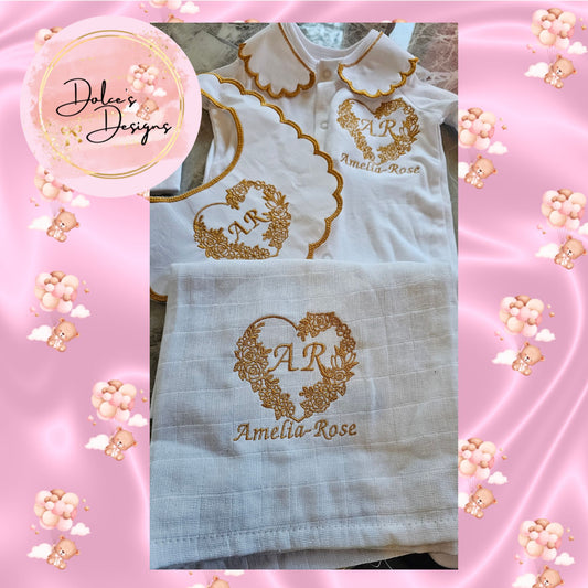 Flowered Initial 3pc Set