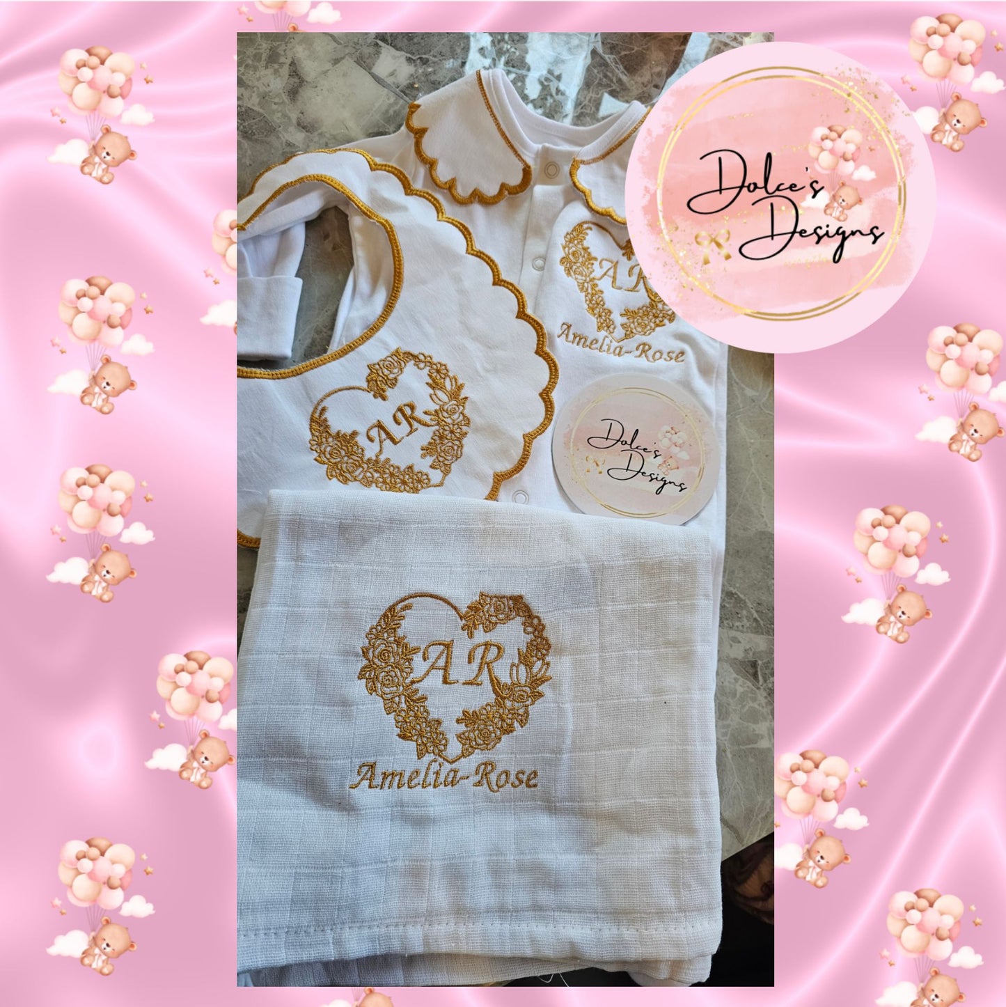 Flowered Initial 3pc Set