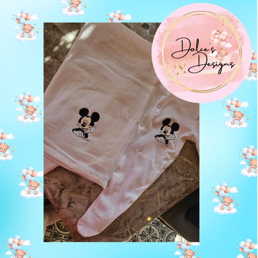 Mickey Babygrow & Muslin Set  IN STOCK/ READY TO POST