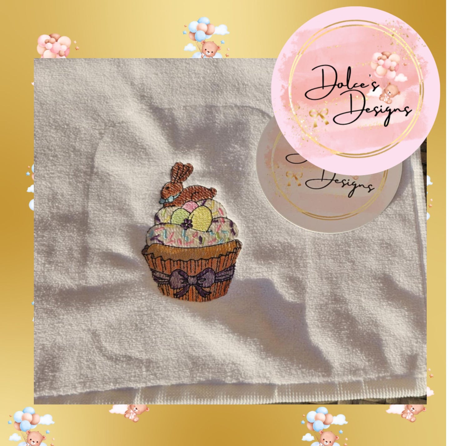 Easter Cupcake Tea Towel  IN STOCK/ READY TO POST