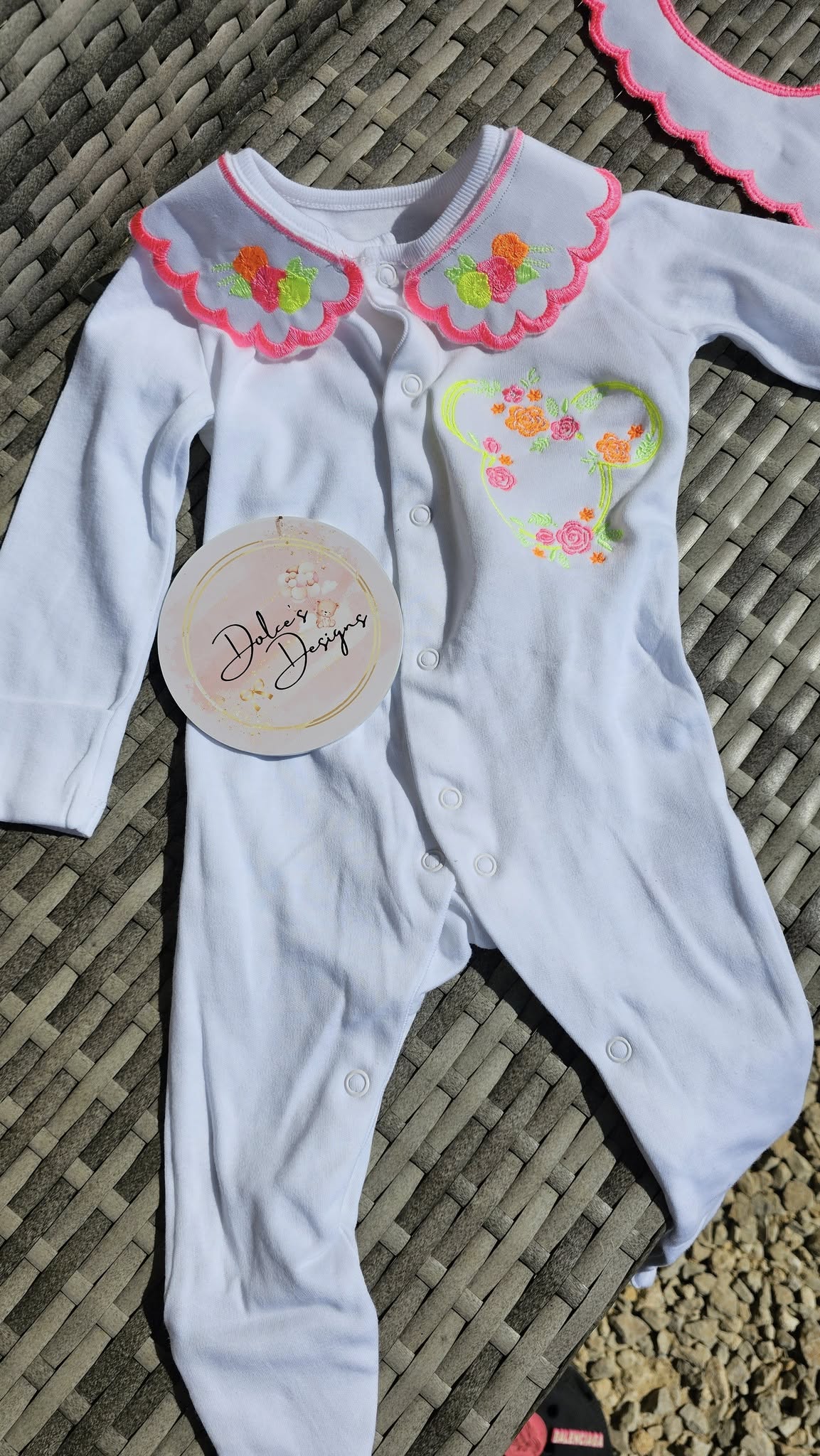 Neon Minnie Babygrow & Bib Set