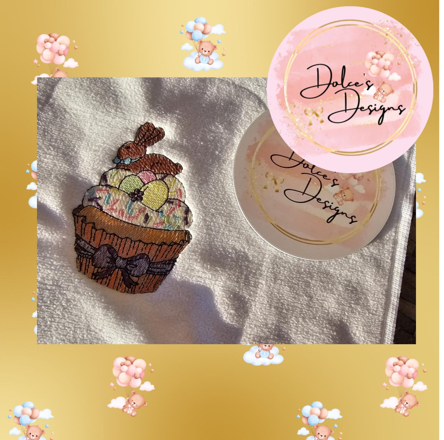 Easter Cupcake Tea Towel  IN STOCK/ READY TO POST