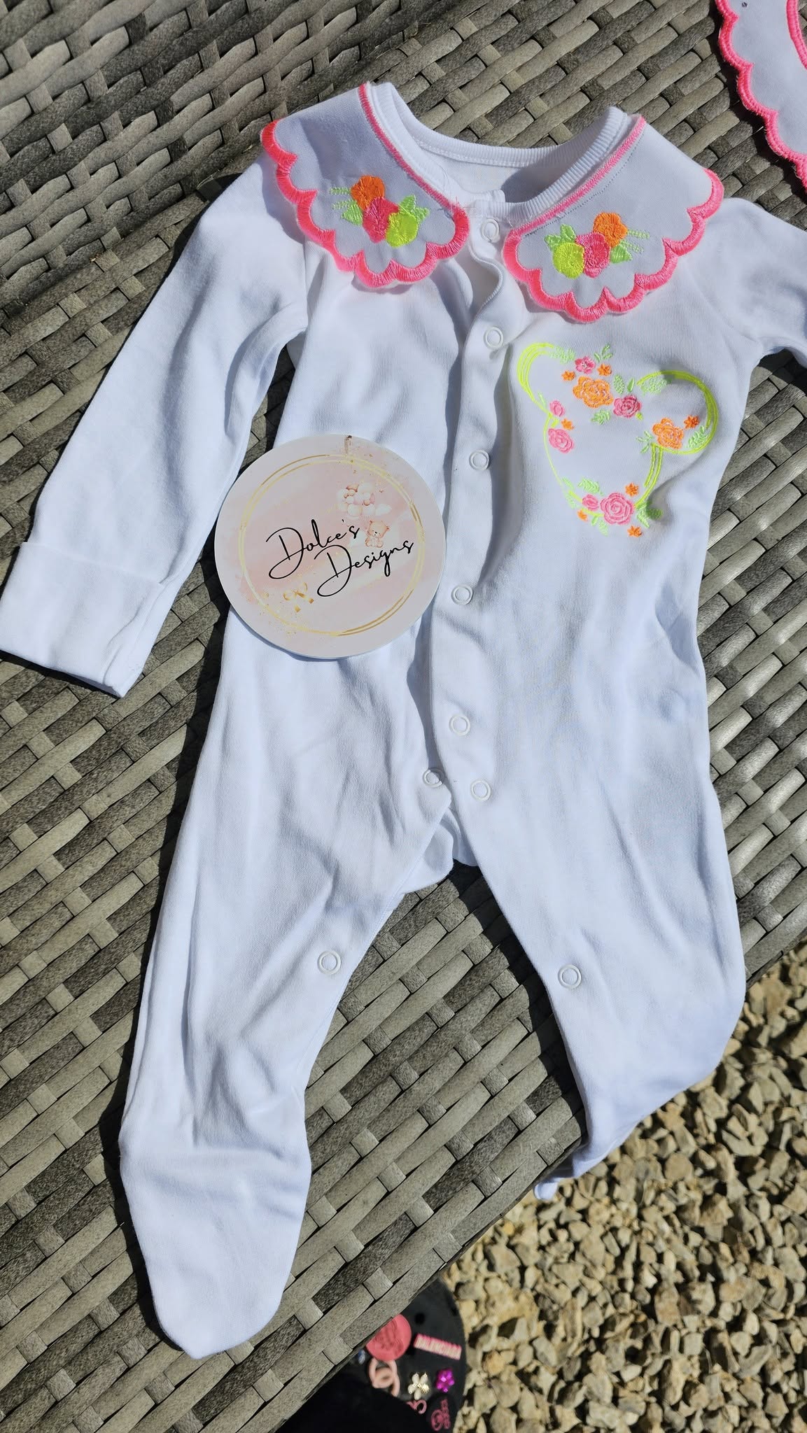 Neon Minnie Babygrow & Bib Set