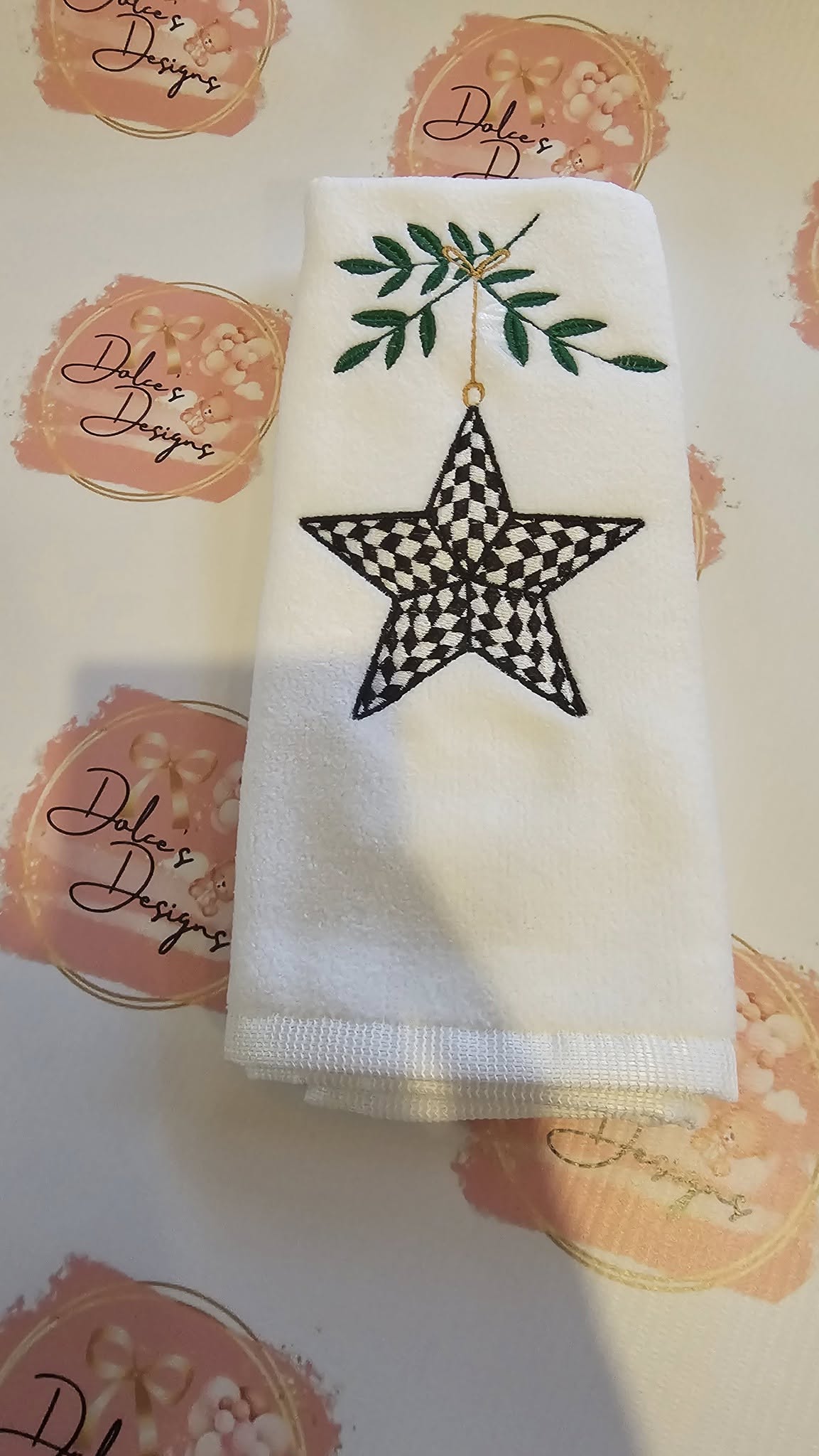 Christmas Star Mckenzie Check Tea Towel IN STOCK/ READY TO POST