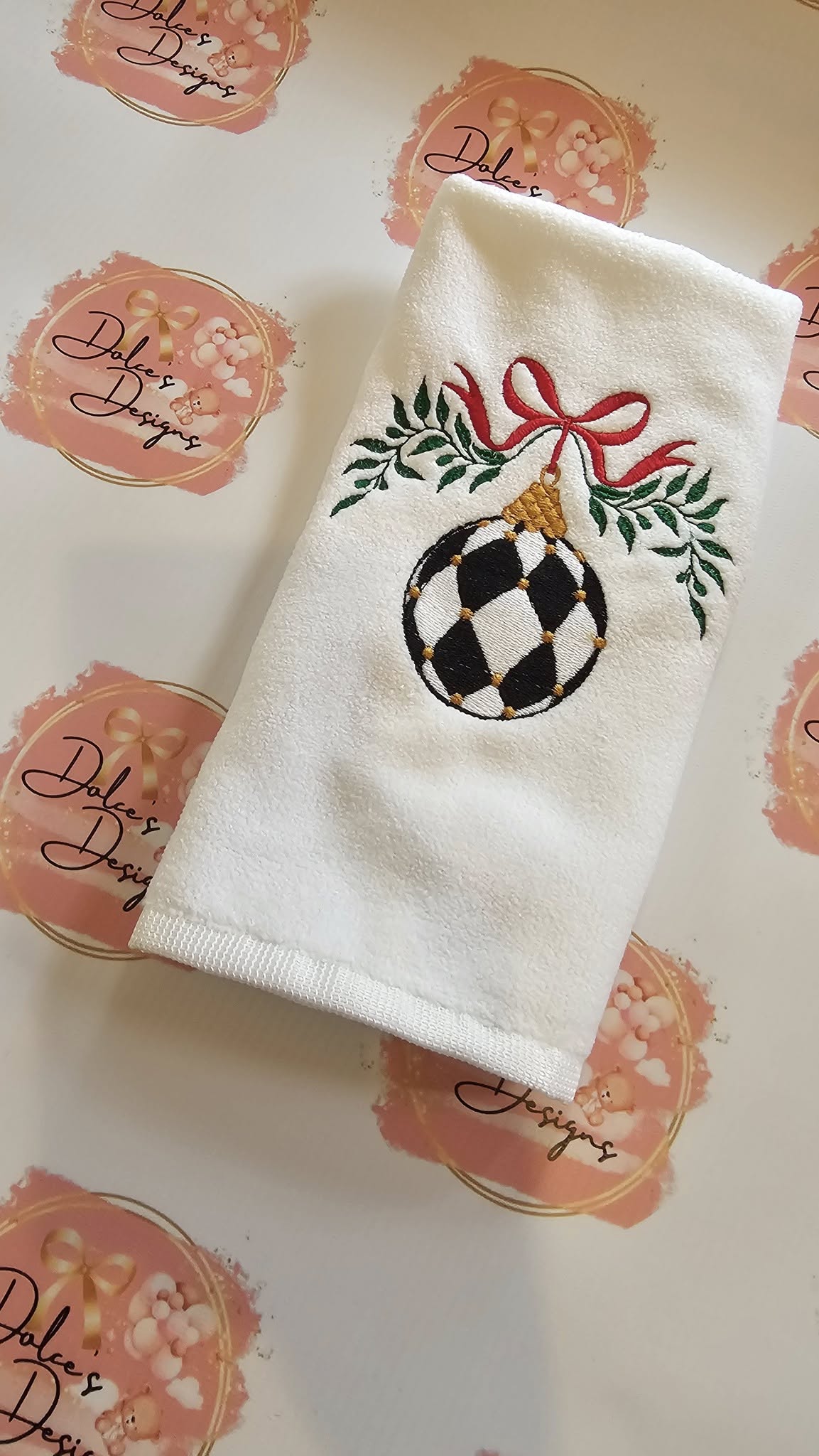 Christmas Bauble Mckenzie Check Tea Towel IN STOCK/ READY TO POST