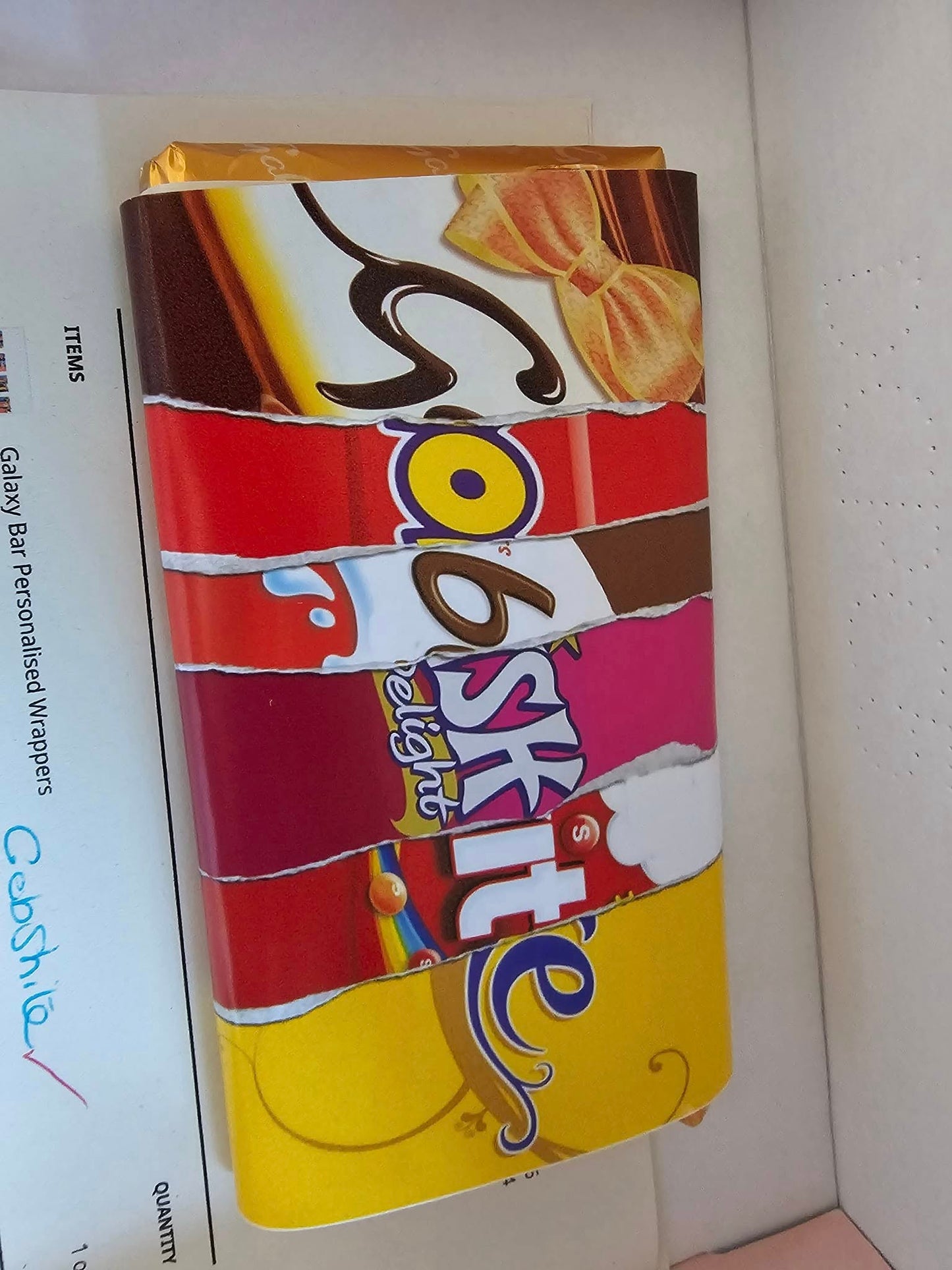 Galaxy Chocolate Bar (rude warning for some)