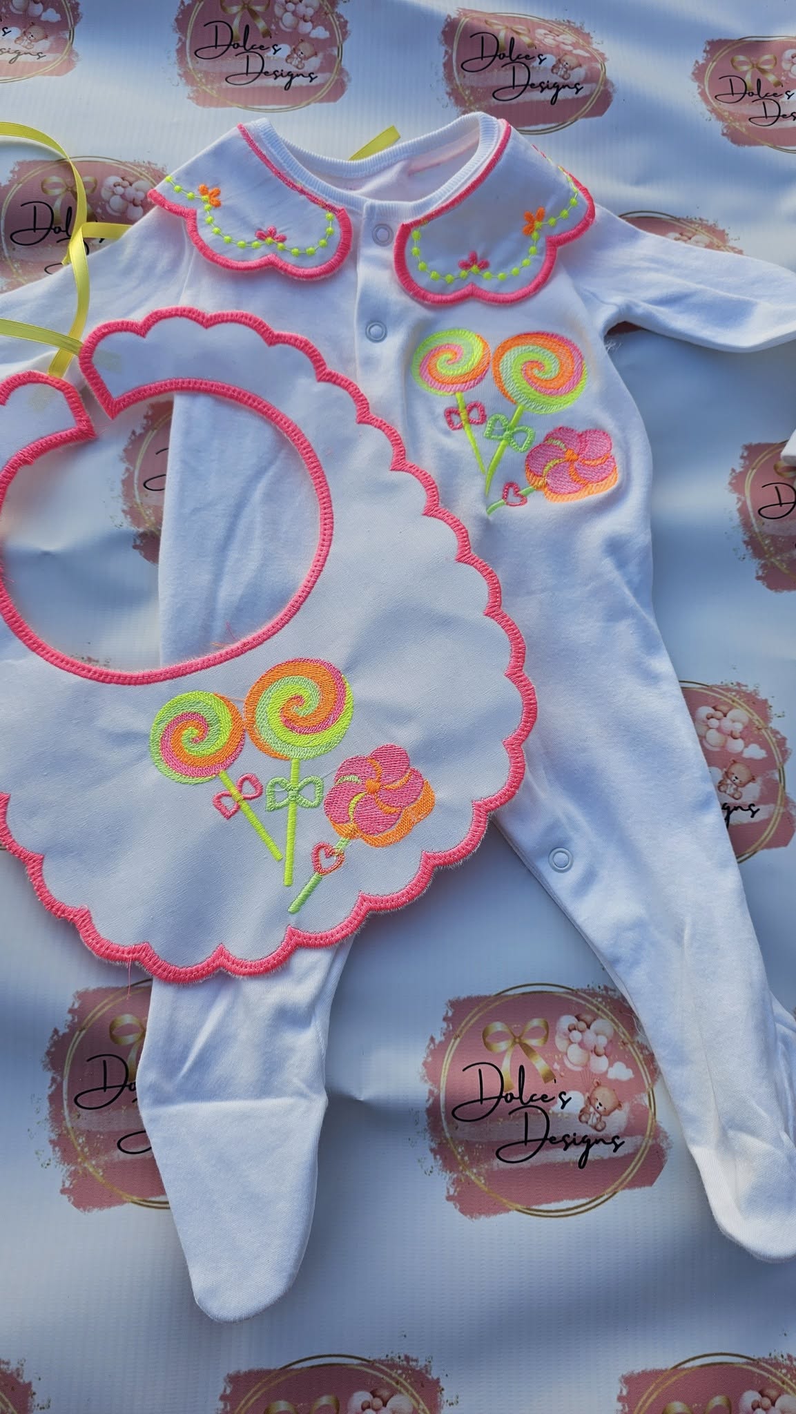Neon Lollypop Bib & Babygrow Set