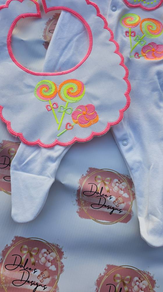 Neon Lollypop Bib & Babygrow Set