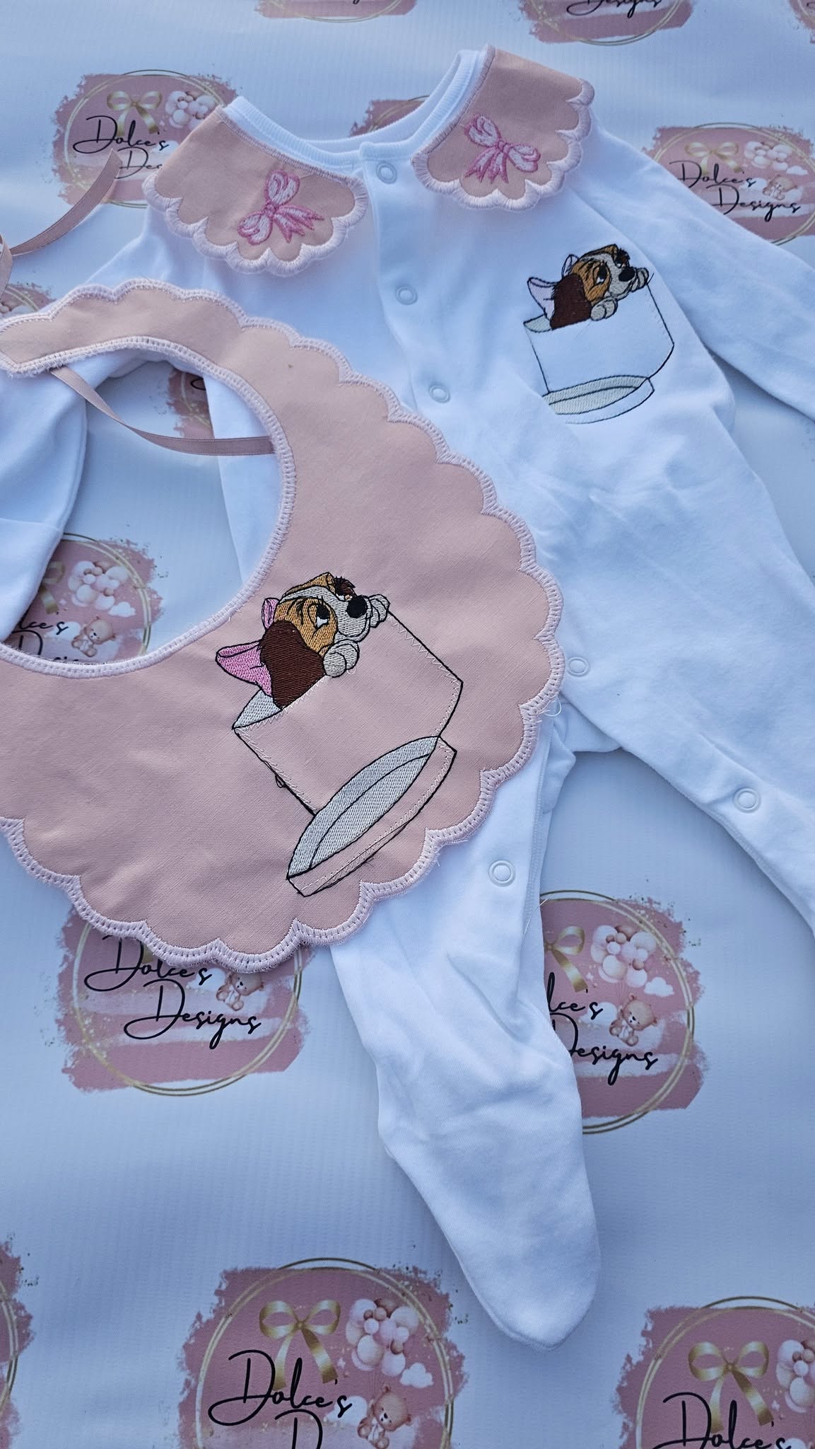 Pink Lady Bow Set Babygrow & Bib