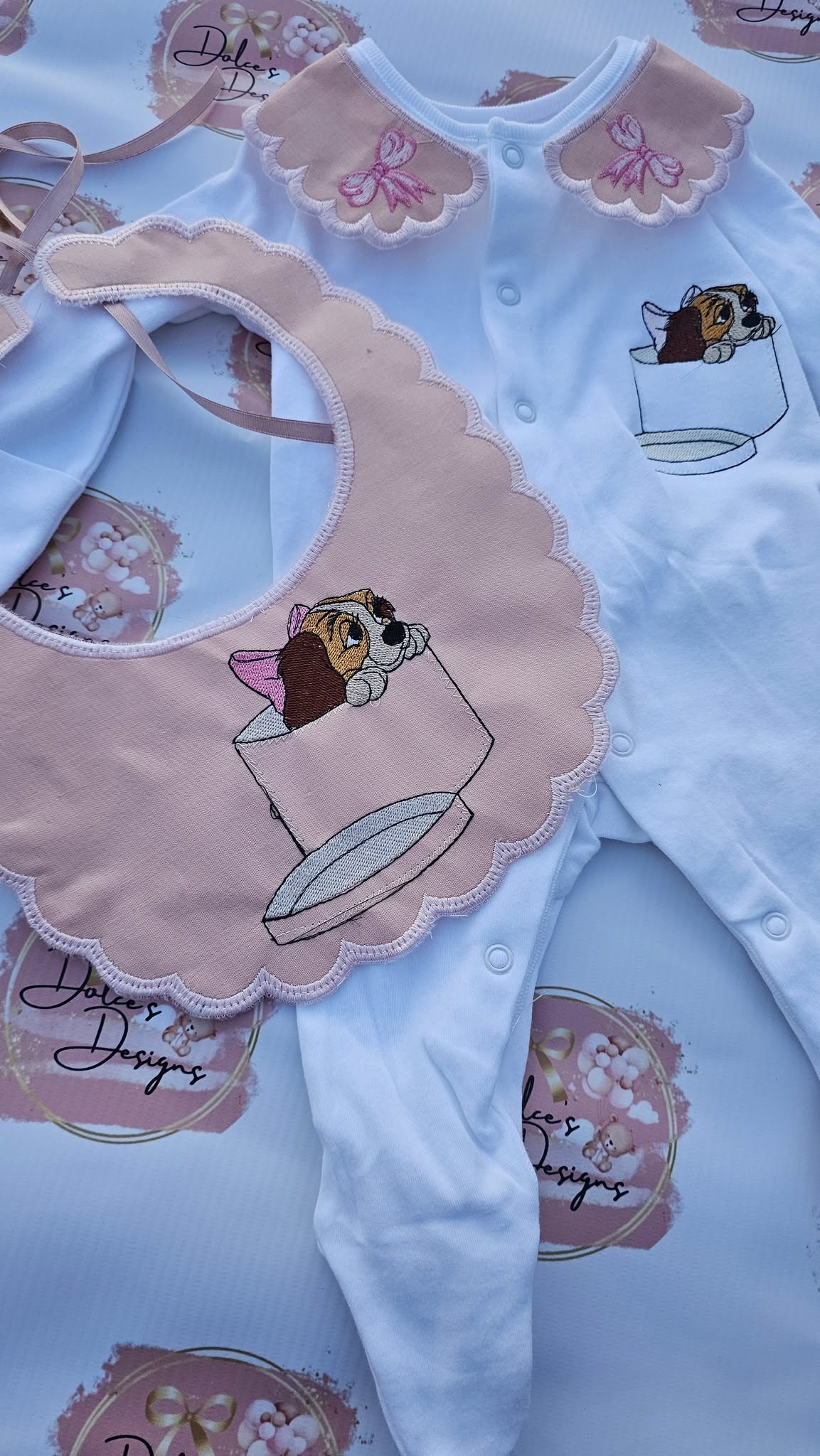 Pink Lady Bow Set Babygrow & Bib