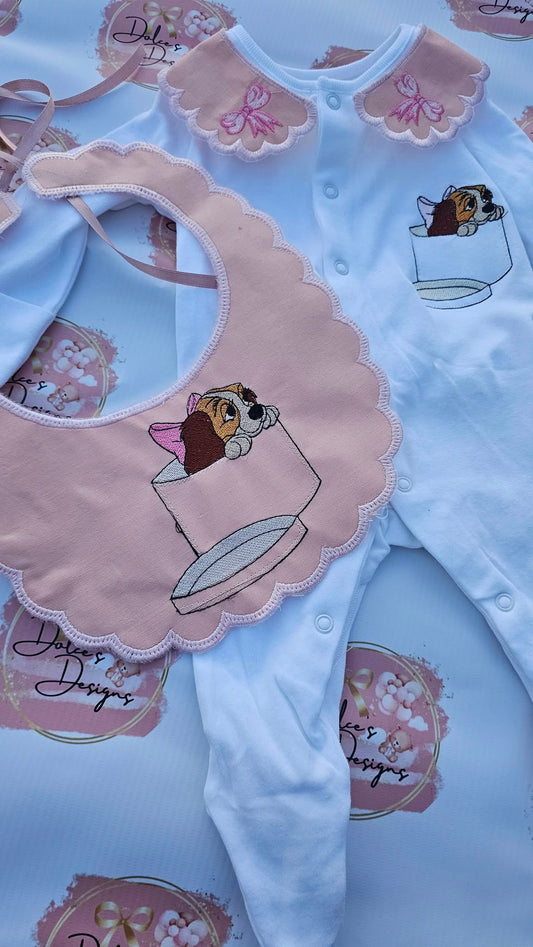 Pink Lady Bow Set Babygrow & Bib