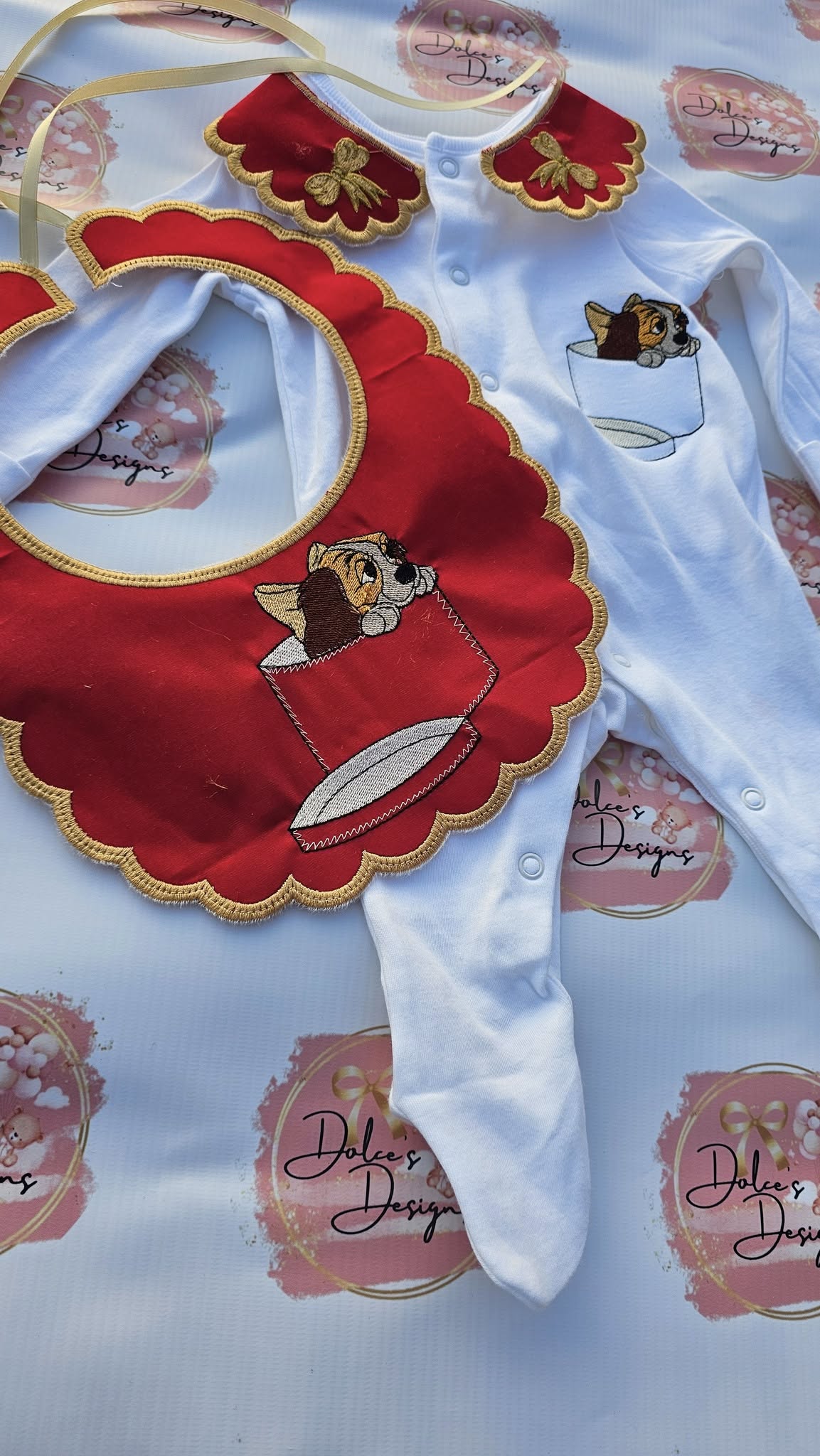 Red Lady Bow Set Babygrow & Bib