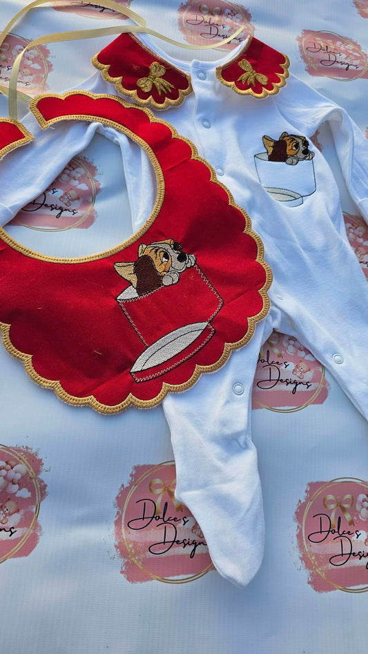 Red Lady Bow Set Babygrow & Bib
