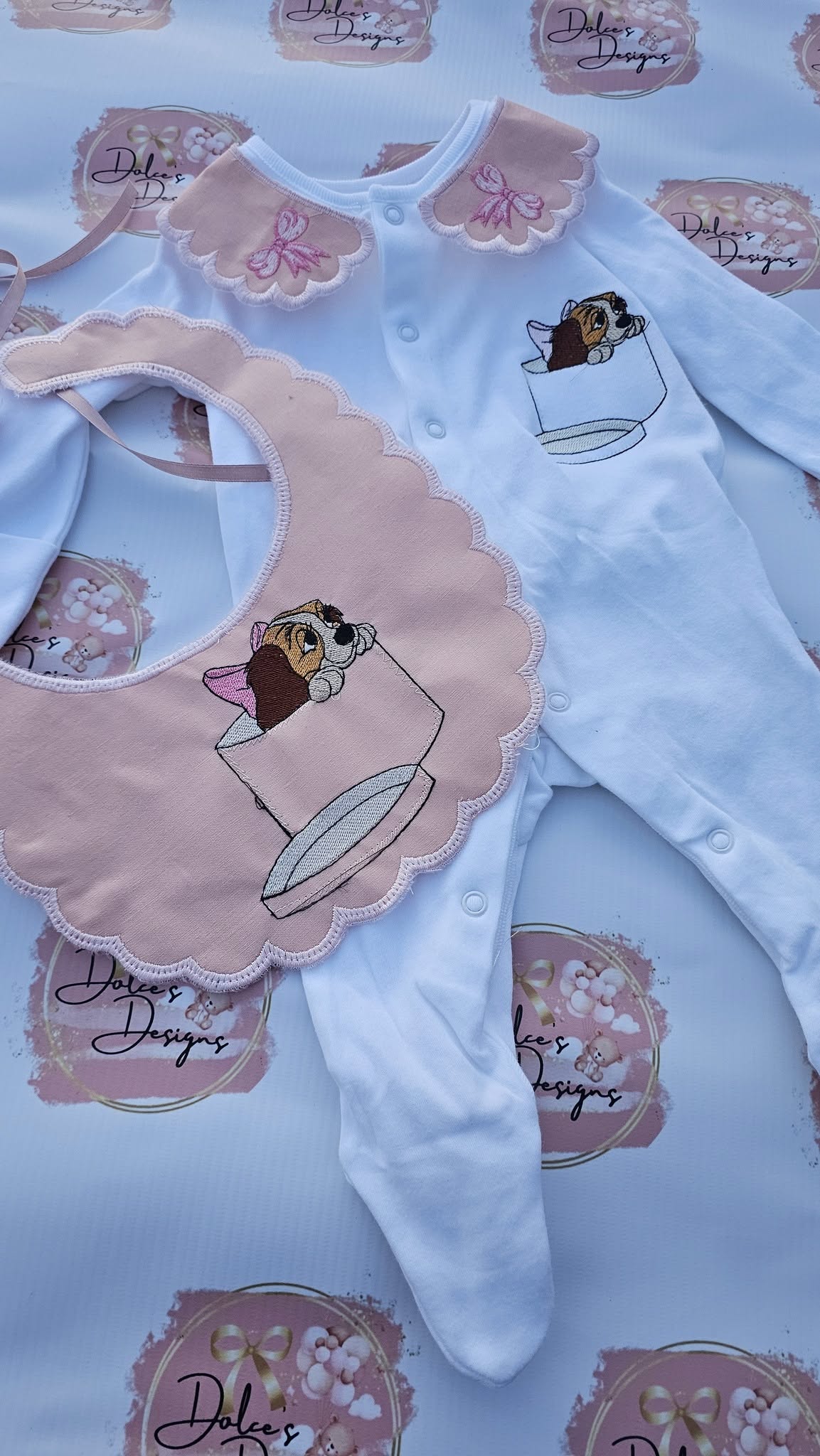 Pink Lady Bow Set Babygrow & Bib