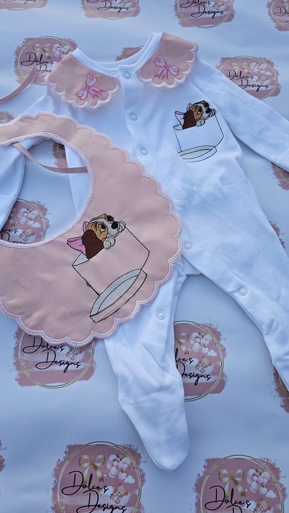 Pink Lady Bow Set Babygrow & Bib