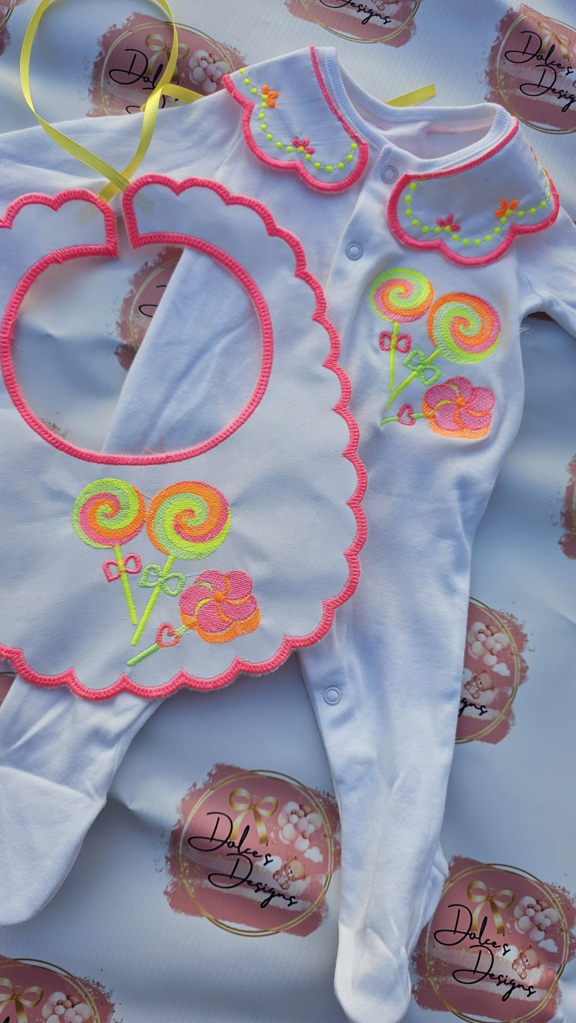 Neon Lollypop Bib & Babygrow Set