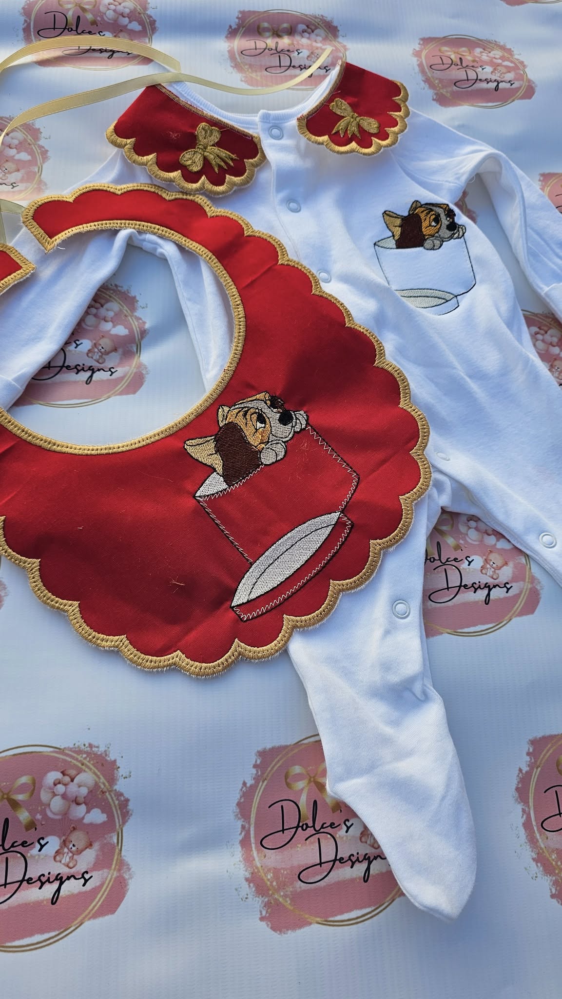 Red Lady Bow Set Babygrow & Bib