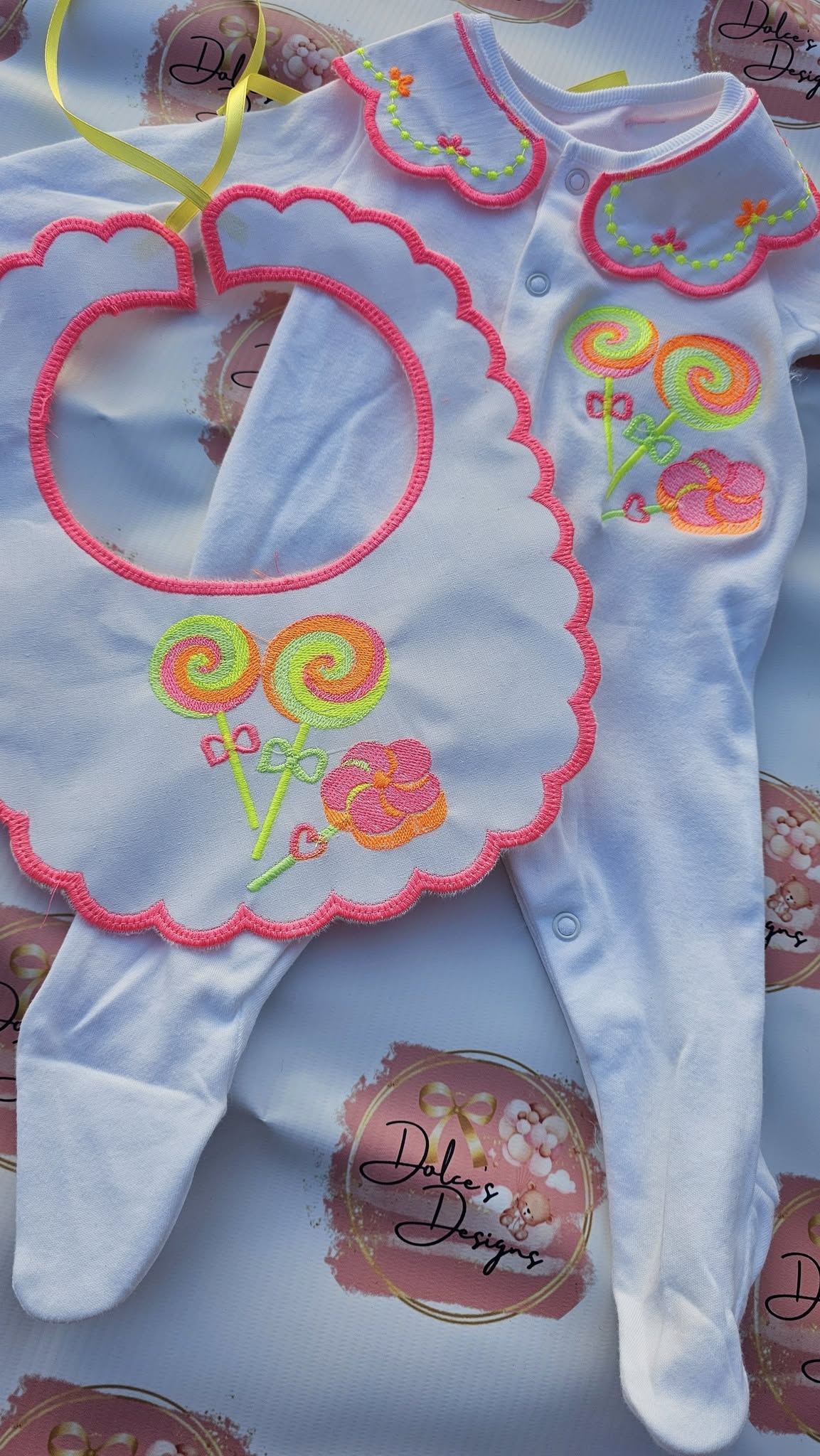 Neon Lollypop Bib & Babygrow Set