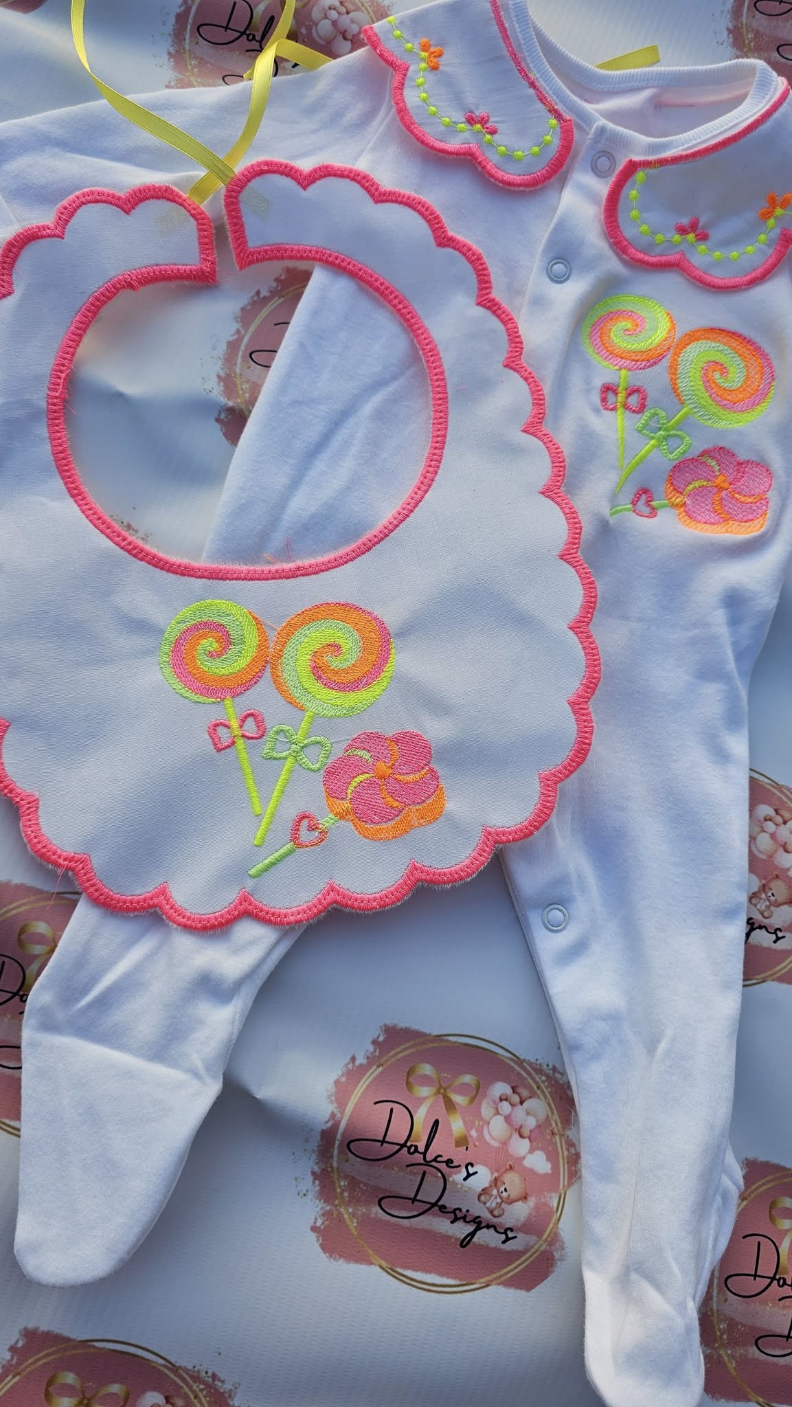 Neon Lollypop Bib & Babygrow Set