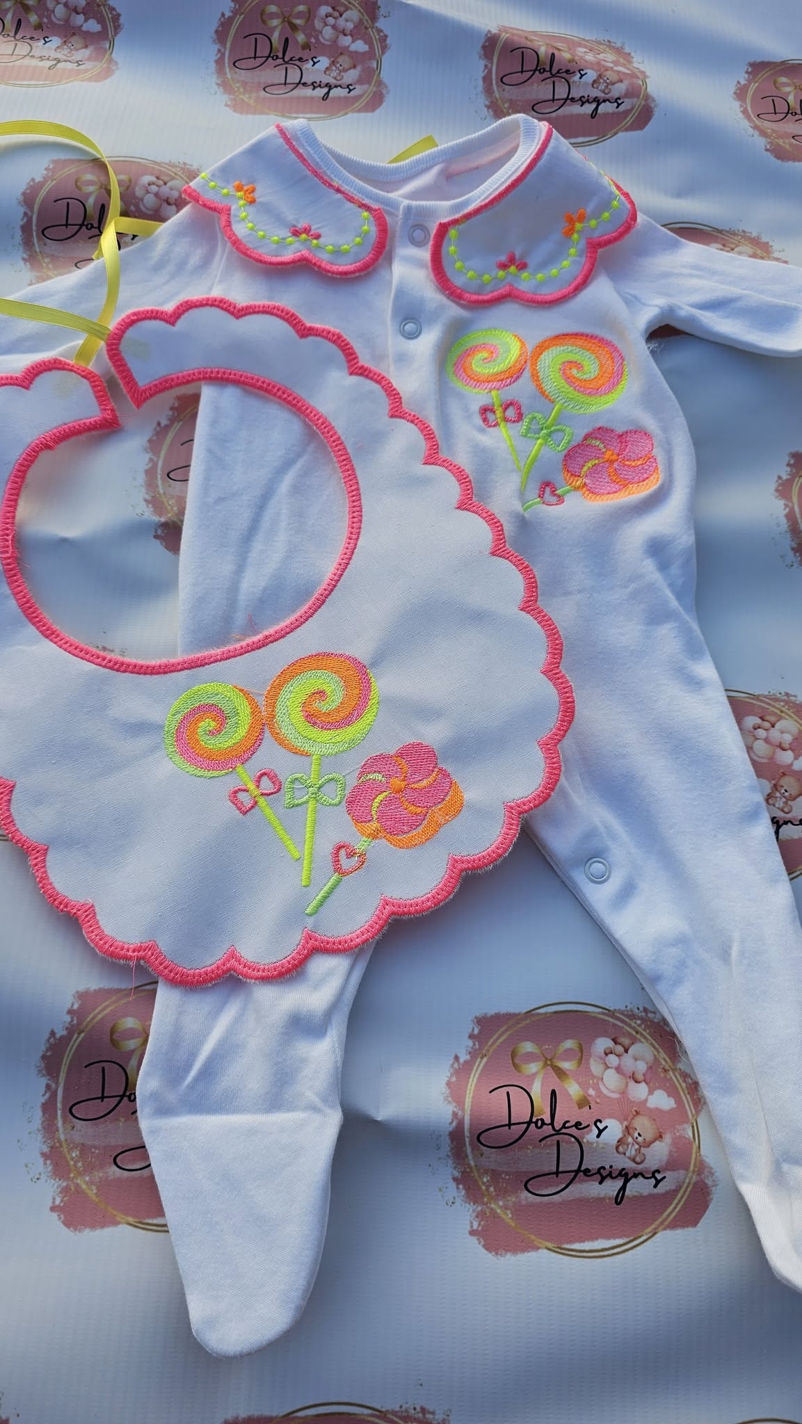 Neon Lollypop Bib & Babygrow Set