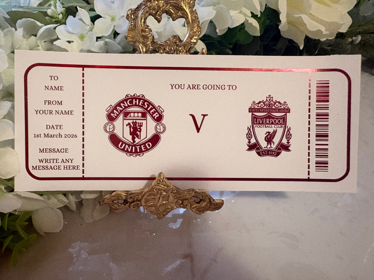 Personalised Football Match Foil Ticke