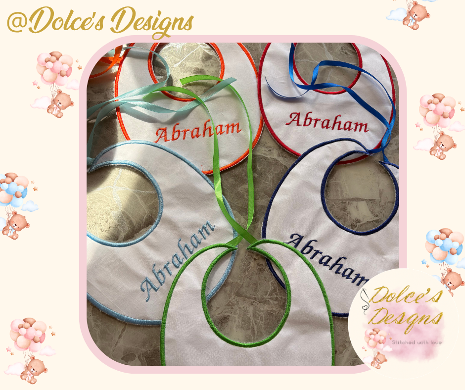 Personalised Baby Bib Set of 5 | Round Edge Bibs | Custom Name Embroidery | Choose Colour Set | Baby Gift Set UK