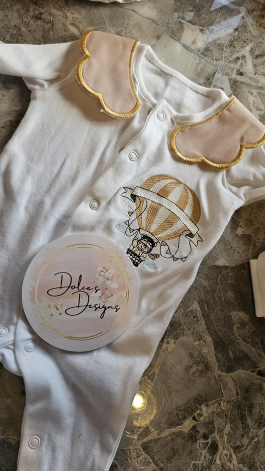 Unisex Hot Air Balloon Babygrow with Collars