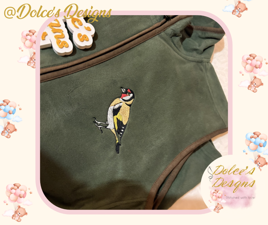 🐦 Embroidered Goldfinch Body Warmer | Personalised Men’s Gilet