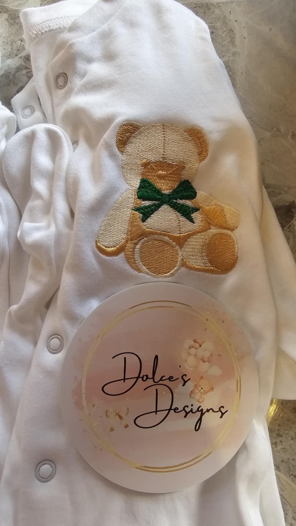 Christmas Teddy Bear Babygrow Harrods Green